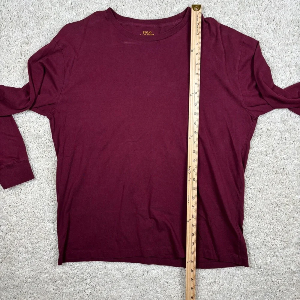 Polo Ralph Lauren Mens Burgundy Classic Fit Long Sleeve Polo Shirt L G‎